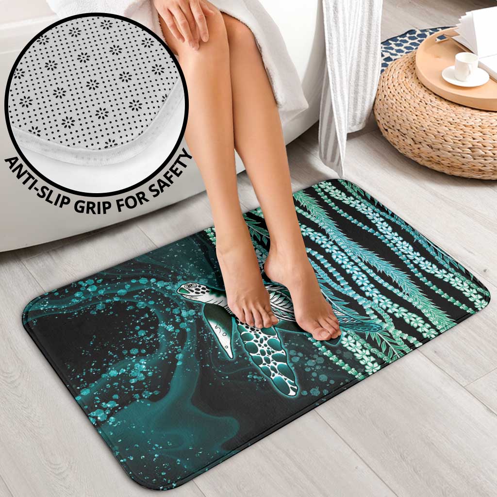Hawaiian Honu Personalized Bathroom Set Dark Cyan Maile Pikake Flower Lei Inspired LT9 - Polynesian Pride
