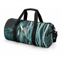 Hawaiian Honu Personalized Duffle Bag Dark Cyan Maile Pikake Flower Lei Inspired LT9 - Polynesian Pride