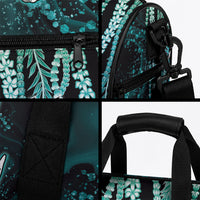 Hawaiian Honu Personalized Duffle Bag Dark Cyan Maile Pikake Flower Lei Inspired LT9 - Polynesian Pride