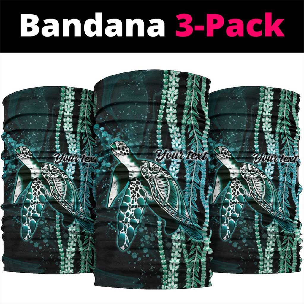 Hawaiian Honu Personalized Neck Gaiter Dark Cyan Maile Pikake Flower Lei Inspired LT9 package One Size: 25*50cm Cyan - Polynesian Pride