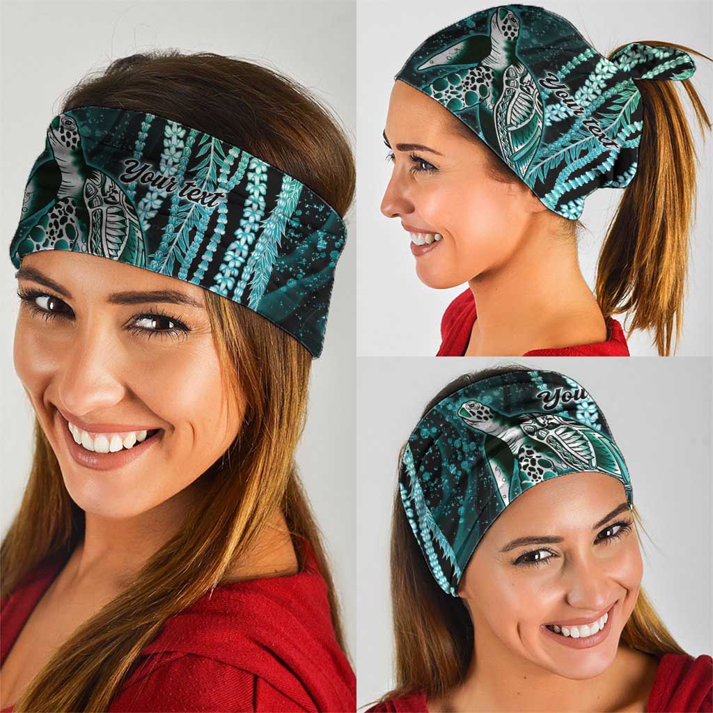 Hawaiian Honu Personalized Neck Gaiter Dark Cyan Maile Pikake Flower Lei Inspired LT9 - Polynesian Pride