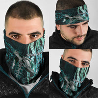 Hawaiian Honu Personalized Neck Gaiter Dark Cyan Maile Pikake Flower Lei Inspired LT9 - Polynesian Pride
