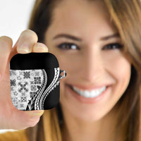 Black Hawaiian Quilt Pattern AirPods Case Mixed Polynesian Tribal Arty LT9 Black - Polynesian Pride