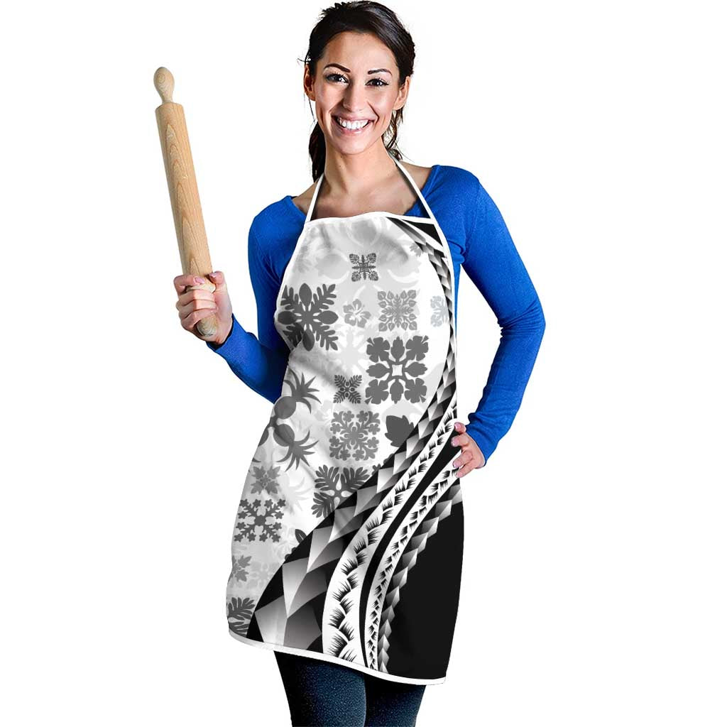 Black Hawaiian Quilt Pattern Apron Mixed Polynesian Tribal Arty LT9 - Polynesian Pride