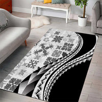 Black Hawaiian Quilt Pattern Area Rug Mixed Polynesian Tribal Arty LT9 - Polynesian Pride