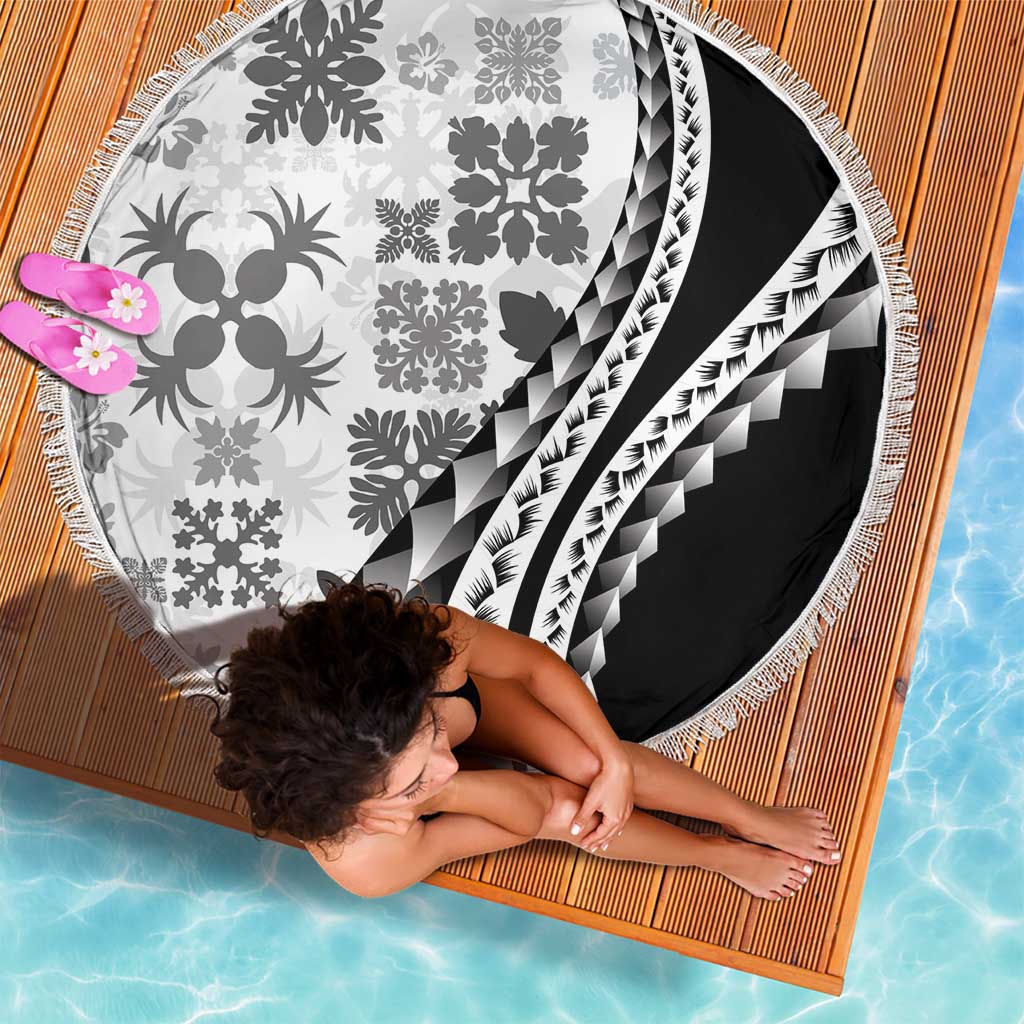 Black Hawaiian Quilt Pattern Beach Blanket Mixed Polynesian Tribal Arty LT9 - Polynesian Pride