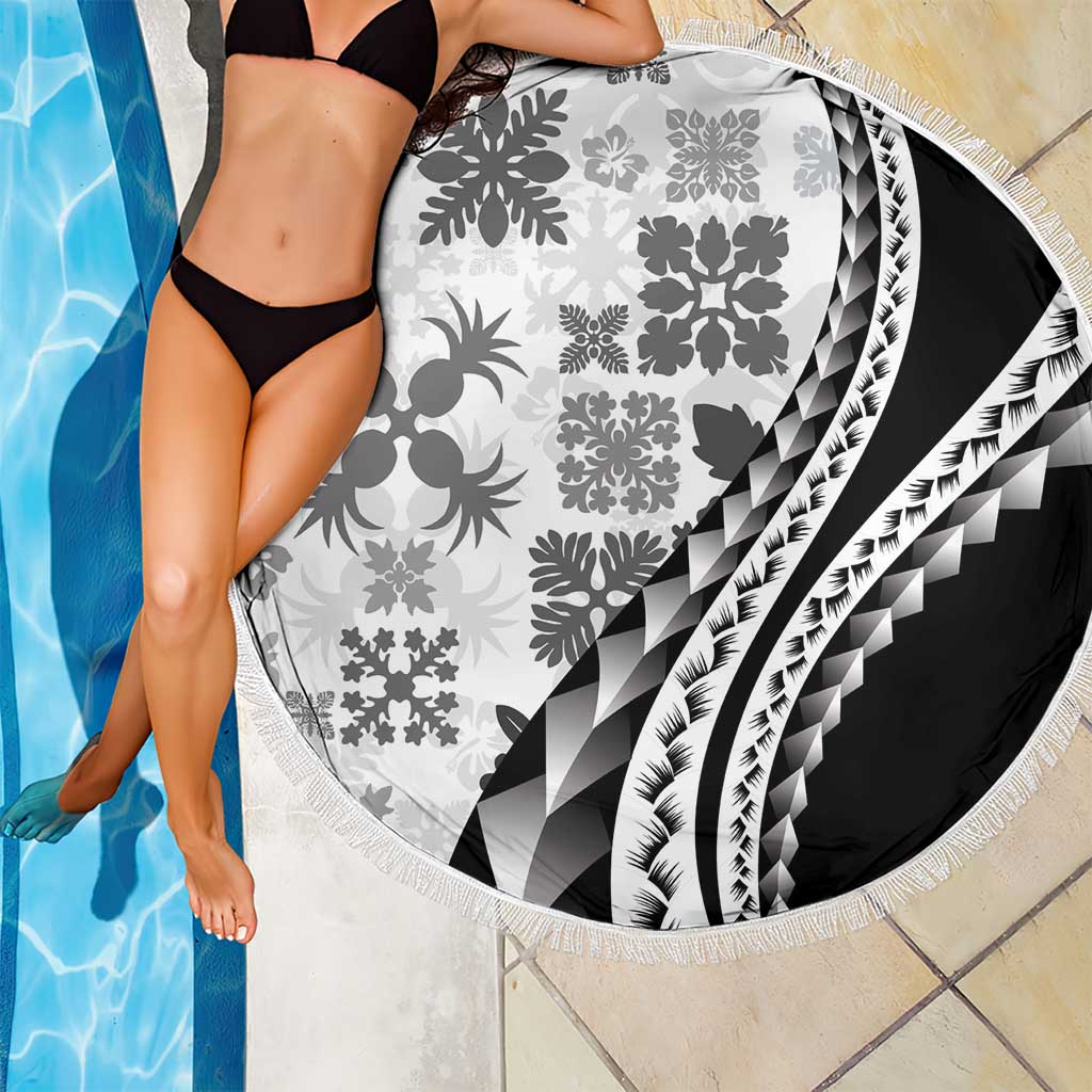 Black Hawaiian Quilt Pattern Beach Blanket Mixed Polynesian Tribal Arty LT9 - Polynesian Pride