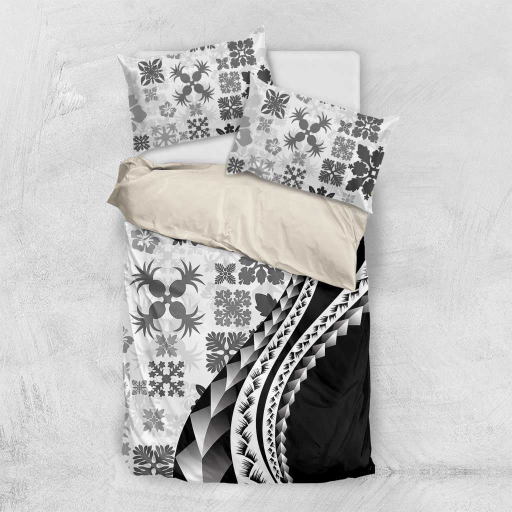 Black Hawaiian Quilt Pattern Bedding Set Mixed Polynesian Tribal Arty LT9 US Twin 172cm x 218cm Black - Polynesian Pride