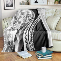 Black Hawaiian Quilt Pattern Blanket Mixed Polynesian Tribal Arty LT9 Black - Polynesian Pride