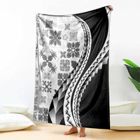 Black Hawaiian Quilt Pattern Blanket Mixed Polynesian Tribal Arty LT9 - Polynesian Pride