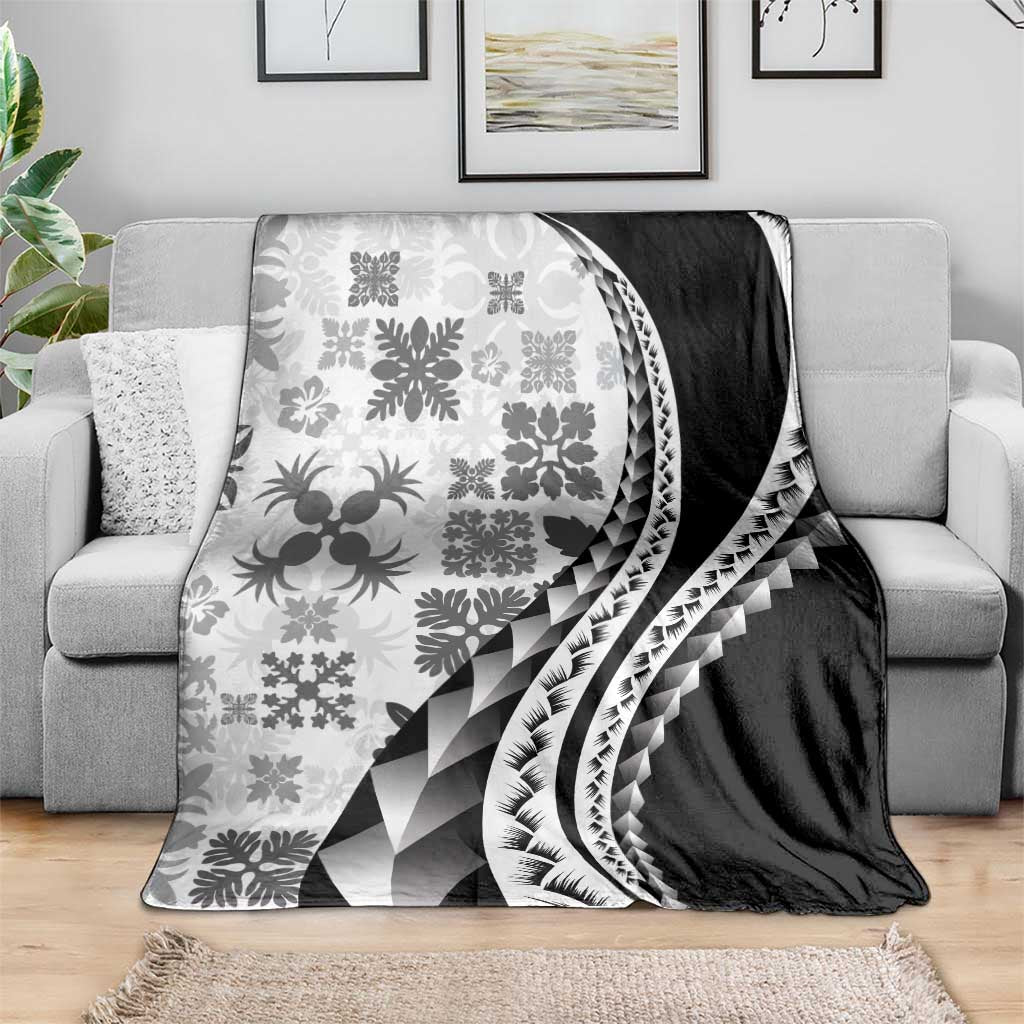 Black Hawaiian Quilt Pattern Blanket Mixed Polynesian Tribal Arty LT9 - Polynesian Pride