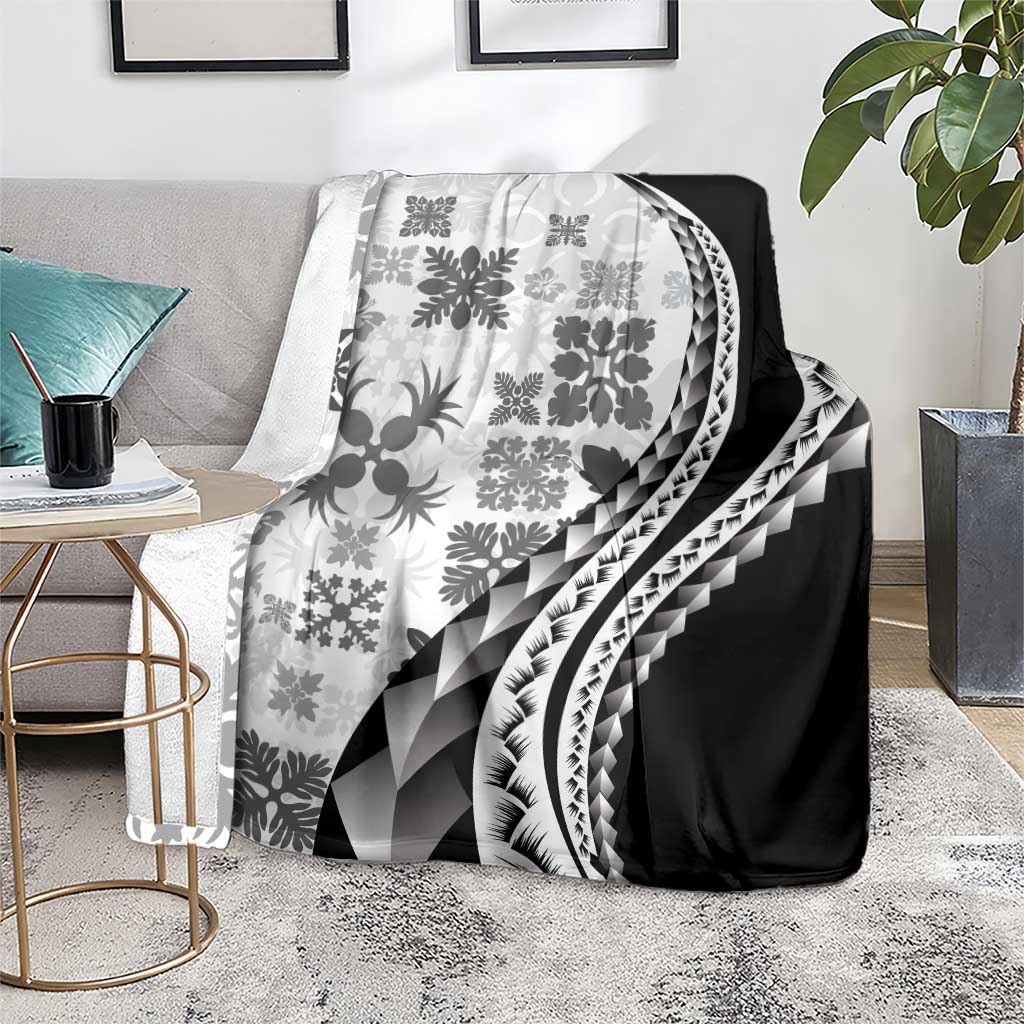 Black Hawaiian Quilt Pattern Blanket Mixed Polynesian Tribal Arty LT9 - Polynesian Pride