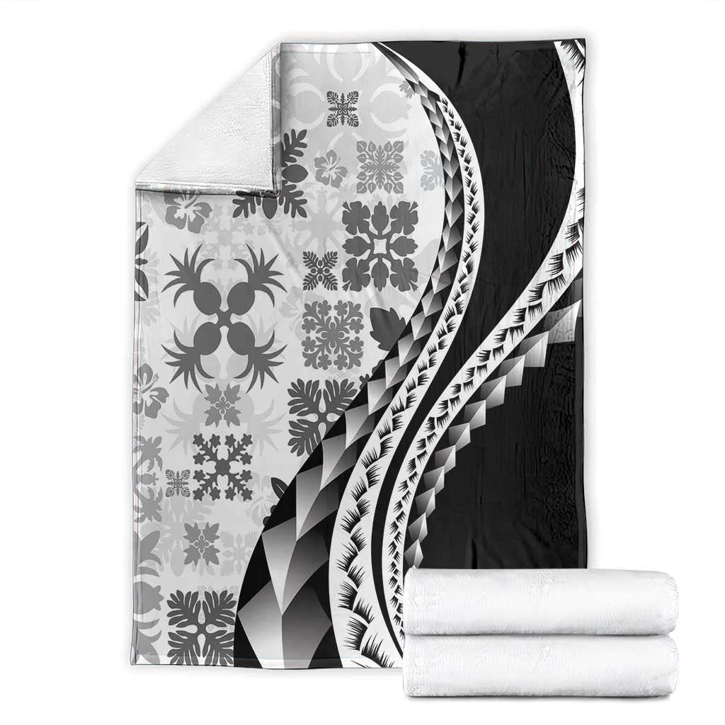 Black Hawaiian Quilt Pattern Blanket Mixed Polynesian Tribal Arty LT9 - Polynesian Pride
