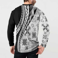 Black Hawaiian Quilt Pattern Button Sweatshirt Mixed Polynesian Tribal Arty LT9 - Polynesian Pride