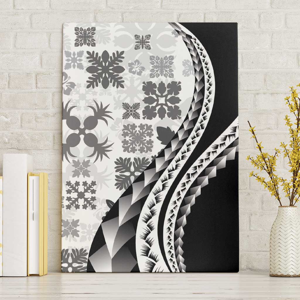 Black Hawaiian Quilt Pattern Canvas Wall Art Mixed Polynesian Tribal Arty LT9 Without Frame Black - Polynesian Pride