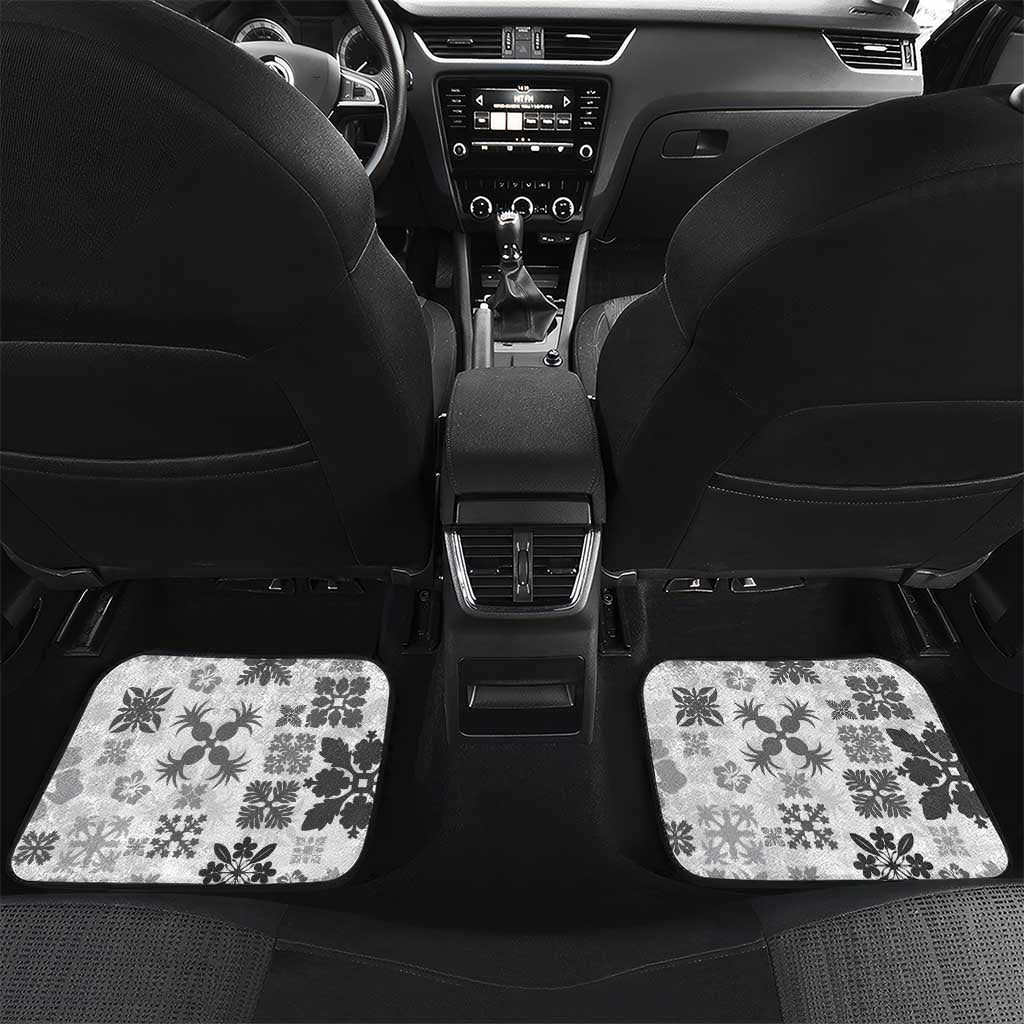 Black Hawaiian Quilt Pattern Car Mats Mixed Polynesian Tribal Arty LT9 Set 2pcs - Back Black - Polynesian Pride