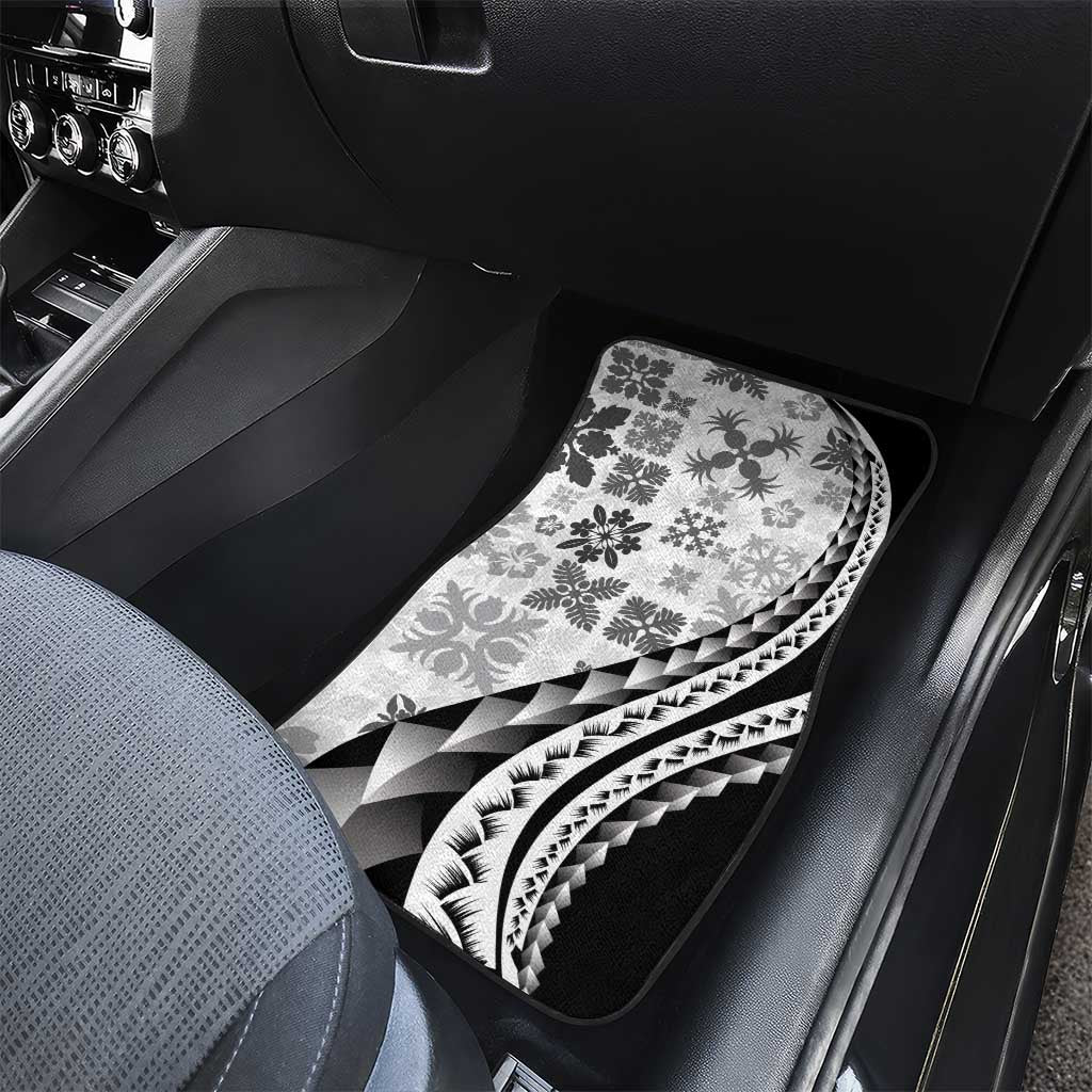 Black Hawaiian Quilt Pattern Car Mats Mixed Polynesian Tribal Arty LT9 - Polynesian Pride