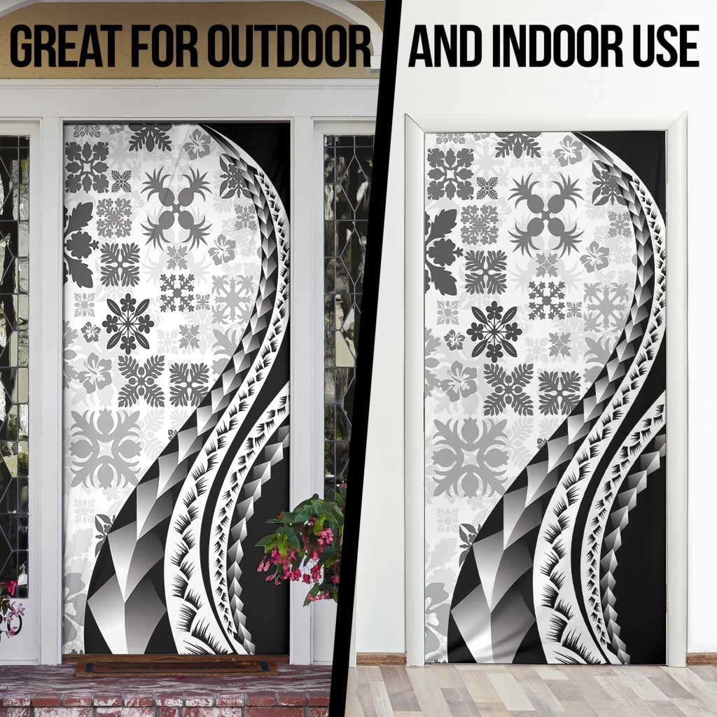 Black Hawaiian Quilt Pattern Door Cover Mixed Polynesian Tribal Arty LT9 - Polynesian Pride