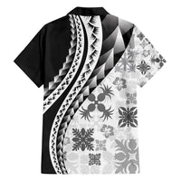 Black Hawaiian Quilt Pattern Hawaiian Shirt Mixed Polynesian Tribal Arty LT9 - Polynesian Pride