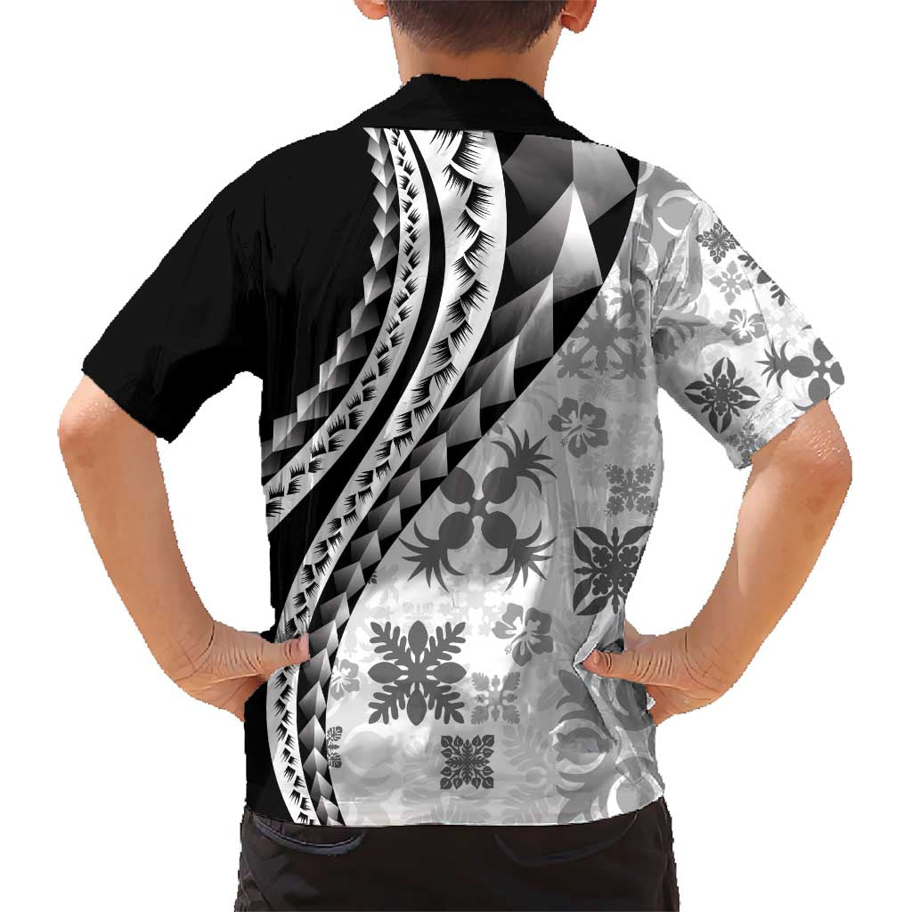 Black Hawaiian Quilt Pattern Hawaiian Shirt Mixed Polynesian Tribal Arty LT9 - Polynesian Pride