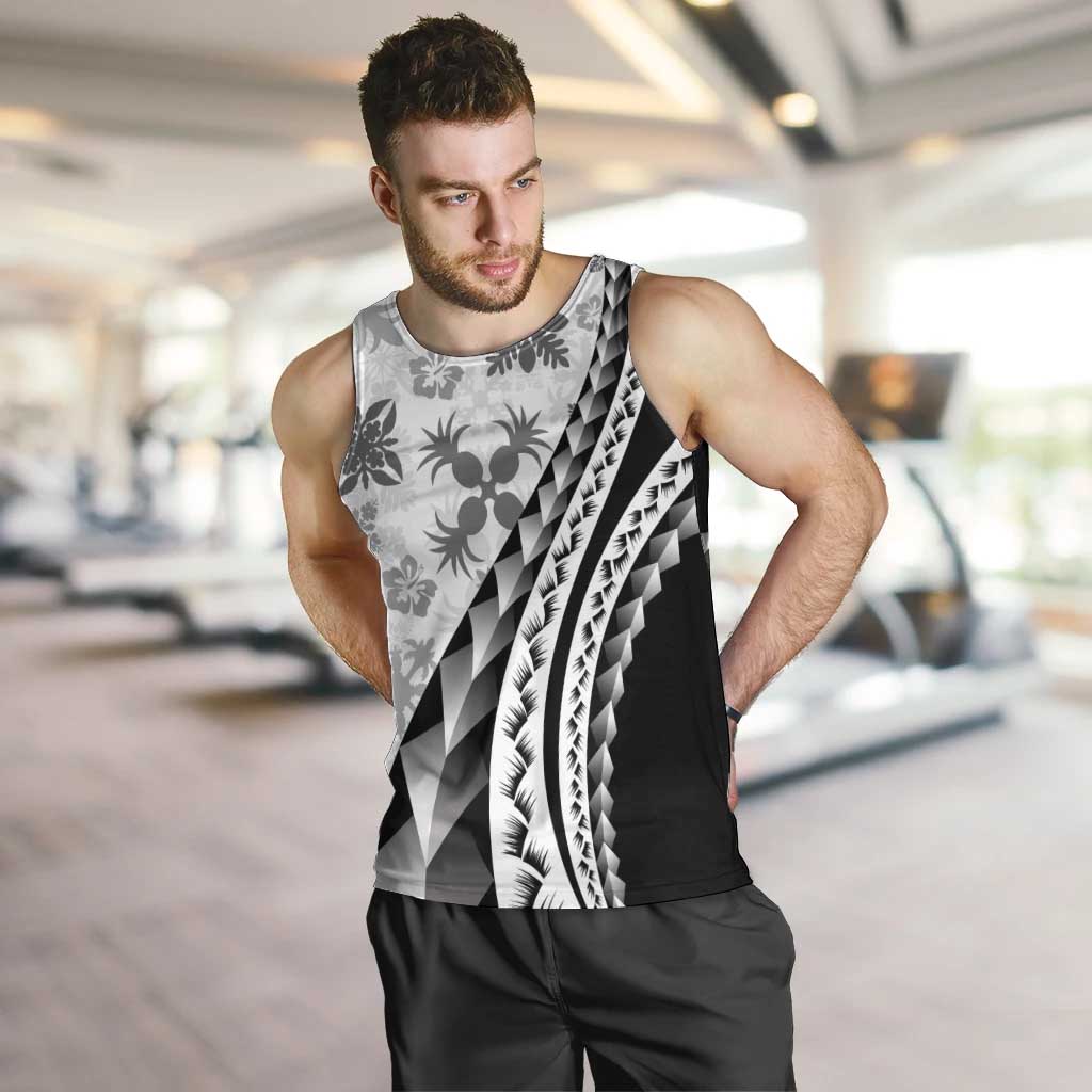 Black Hawaiian Quilt Pattern Men Tank Top Mixed Polynesian Tribal Arty LT9 Black - Polynesian Pride