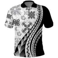Black Hawaiian Quilt Pattern Polo Shirt Mixed Polynesian Tribal Arty LT9 Black - Polynesian Pride
