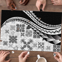 Black Hawaiian Quilt Pattern Puzzle Mixed Polynesian Tribal Arty LT9 - Polynesian Pride