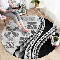 Black Hawaiian Quilt Pattern Round Carpet Mixed Polynesian Tribal Arty LT9 - Polynesian Pride