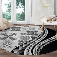 Black Hawaiian Quilt Pattern Round Carpet Mixed Polynesian Tribal Arty LT9 - Polynesian Pride
