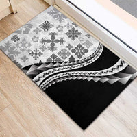 Black Hawaiian Quilt Pattern Rubber Doormat Mixed Polynesian Tribal Arty LT9 - Polynesian Pride