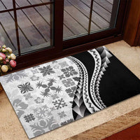 Black Hawaiian Quilt Pattern Rubber Doormat Mixed Polynesian Tribal Arty LT9 - Polynesian Pride