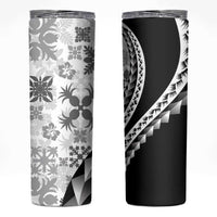 Black Hawaiian Quilt Pattern Skinny Tumbler Mixed Polynesian Tribal Arty LT9 Black - Polynesian Pride