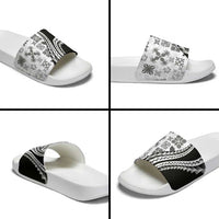 Black Hawaiian Quilt Pattern Slide Sandals Mixed Polynesian Tribal Arty LT9 - Polynesian Pride