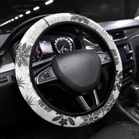 Black Hawaiian Quilt Pattern Steering Wheel Cover Mixed Polynesian Tribal Arty LT9 Universal Fit Black - Polynesian Pride