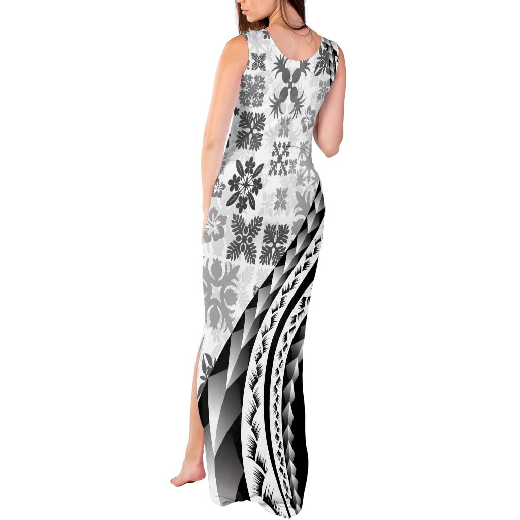 Black Hawaiian Quilt Pattern Tank Maxi Dress Mixed Polynesian Tribal Arty LT9 - Polynesian Pride
