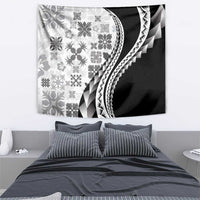 Black Hawaiian Quilt Pattern Tapestry Mixed Polynesian Tribal Arty LT9 - Polynesian Pride