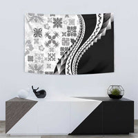 Black Hawaiian Quilt Pattern Tapestry Mixed Polynesian Tribal Arty LT9 - Polynesian Pride