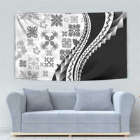 Black Hawaiian Quilt Pattern Tapestry Mixed Polynesian Tribal Arty LT9 - Polynesian Pride