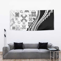 Black Hawaiian Quilt Pattern Tapestry Mixed Polynesian Tribal Arty LT9 - Polynesian Pride