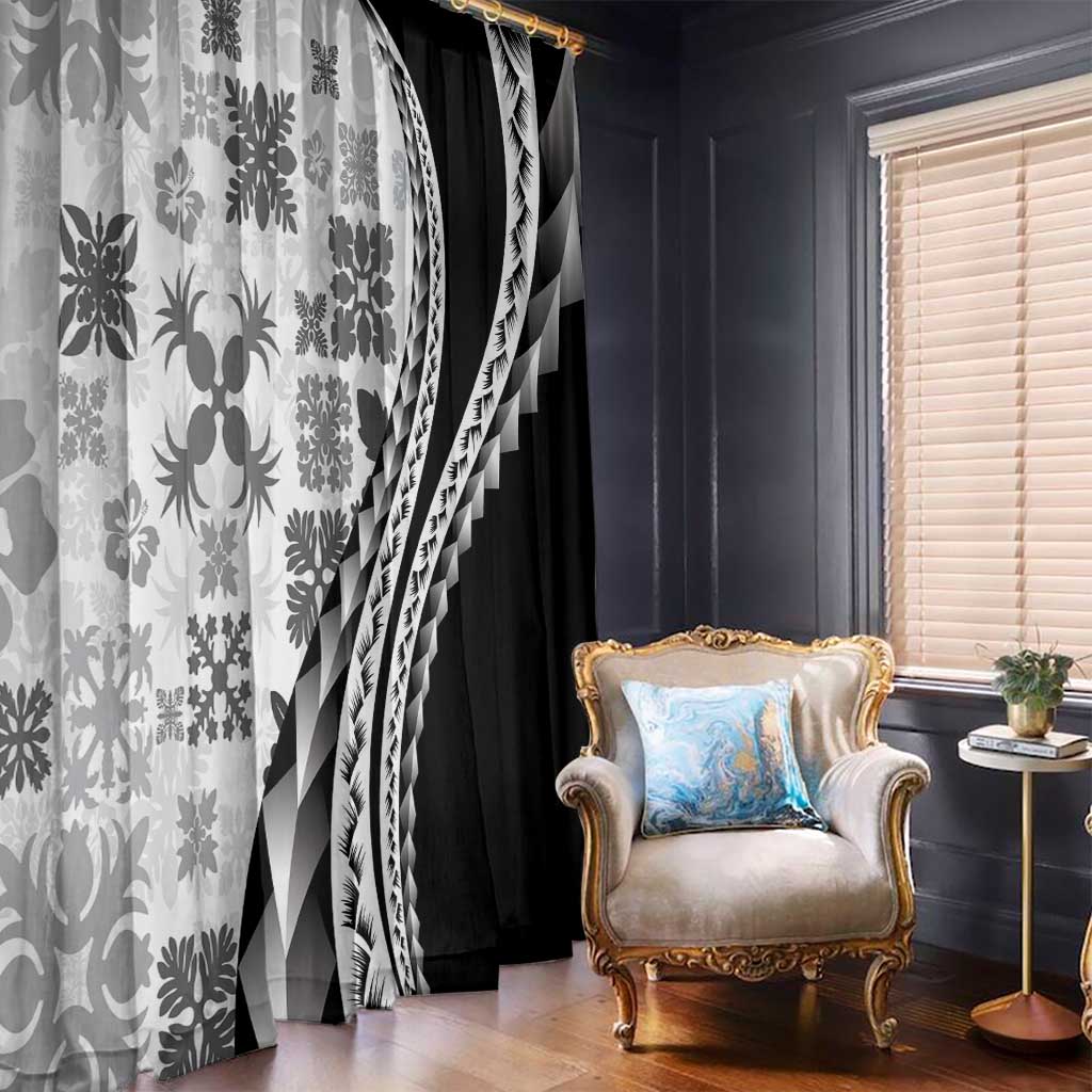 Black Hawaiian Quilt Pattern Window Curtain Mixed Polynesian Tribal Arty LT9 - Polynesian Pride