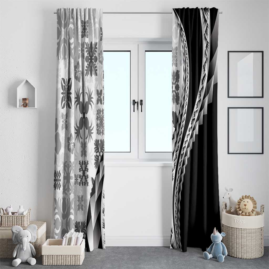 Black Hawaiian Quilt Pattern Window Curtain Mixed Polynesian Tribal Arty LT9 - Polynesian Pride