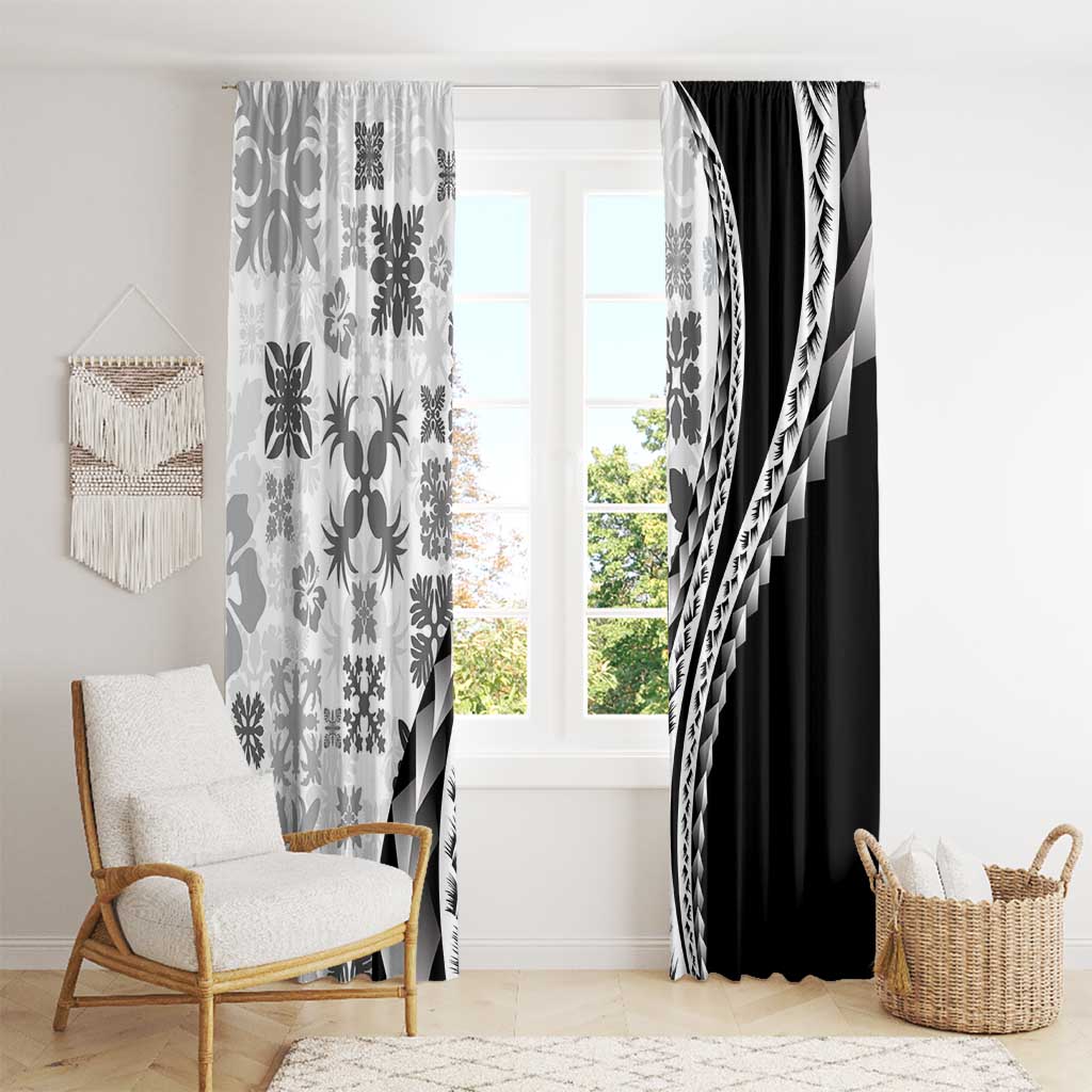 Black Hawaiian Quilt Pattern Window Curtain Mixed Polynesian Tribal Arty LT9 - Polynesian Pride