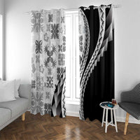Black Hawaiian Quilt Pattern Window Curtain Mixed Polynesian Tribal Arty LT9 With Grommets Black - Polynesian Pride
