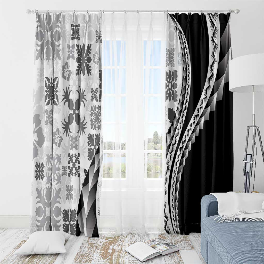 Black Hawaiian Quilt Pattern Window Curtain Mixed Polynesian Tribal Arty LT9 - Polynesian Pride