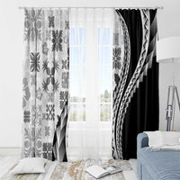 Black Hawaiian Quilt Pattern Window Curtain Mixed Polynesian Tribal Arty LT9 - Polynesian Pride