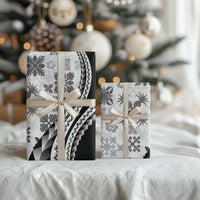 Black Hawaiian Quilt Pattern Wrapping Paper Mixed Polynesian Tribal Arty LT9 - Polynesian Pride