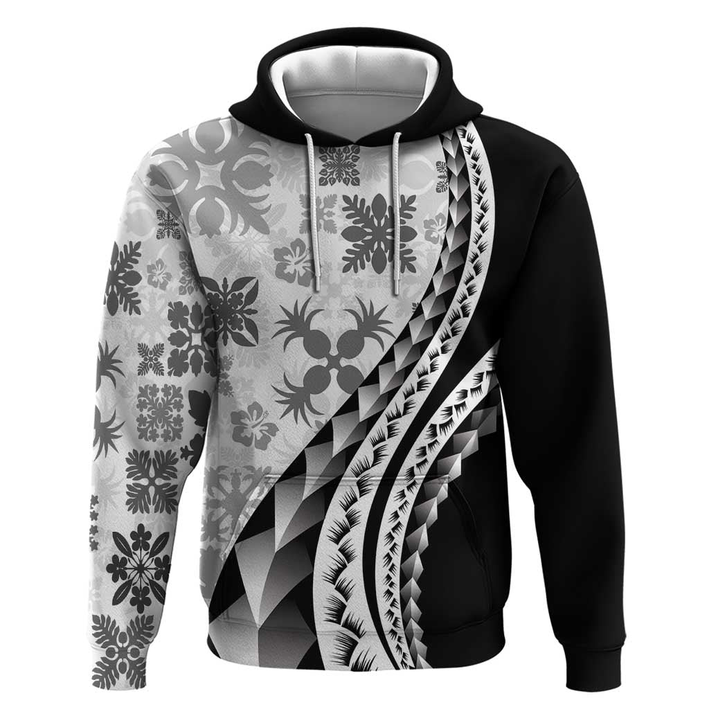 Black Hawaiian Quilt Pattern Zip Hoodie Mixed Polynesian Tribal Arty LT9 Pullover Hoodie Black - Polynesian Pride