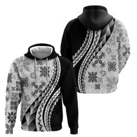 Black Hawaiian Quilt Pattern Zip Hoodie Mixed Polynesian Tribal Arty LT9 - Polynesian Pride