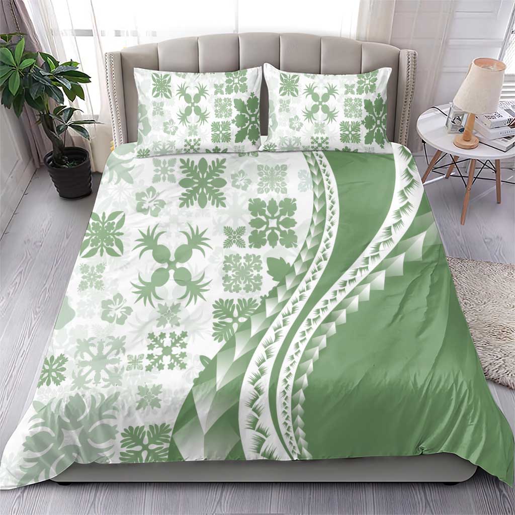 Green Hawaiian Quilt Pattern Bedding Set Mixed Polynesian Tribal Arty LT9 - Polynesian Pride