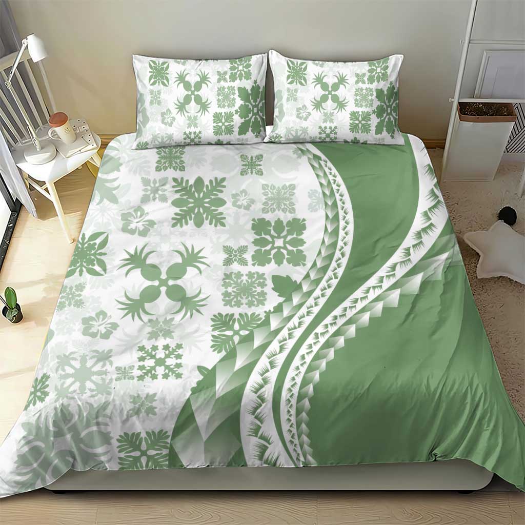 Green Hawaiian Quilt Pattern Bedding Set Mixed Polynesian Tribal Arty LT9 - Polynesian Pride
